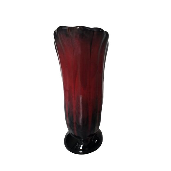 Vintage Danesi Arts Canada Ceramic Vase Ombre Red Drip Glaze Over Black - Picture 3 of 11
